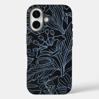 MG Black Botanical Pattern IPhone Fall 16 Hülle