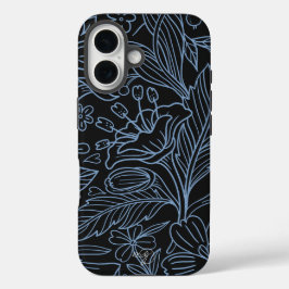 MG Black Botanical Pattern IPhone Fall iPhone 16 Hülle