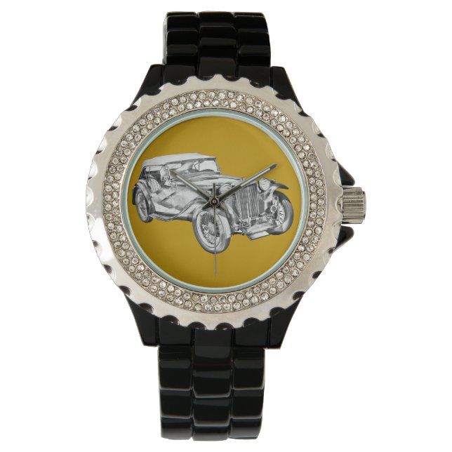 Mg Tc Antique sport Car Illustration Armbanduhr (Vorderseite)