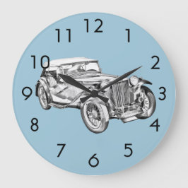 Mg Tc Antique sport Car Illustration Große Wanduhr