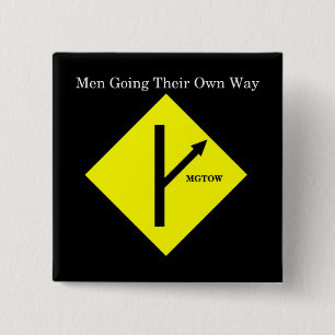 MGTOW Logo-Knopf-Quadrat-Schwarzer Hintergrund Button