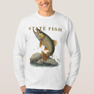 MI-Bachforellen-Fischdesign T-Shirt