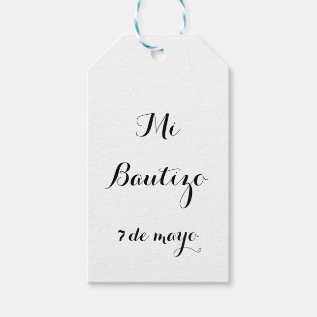Mi Bautizo favorisieren Tags Geschenkanhänger (Vorderseite)