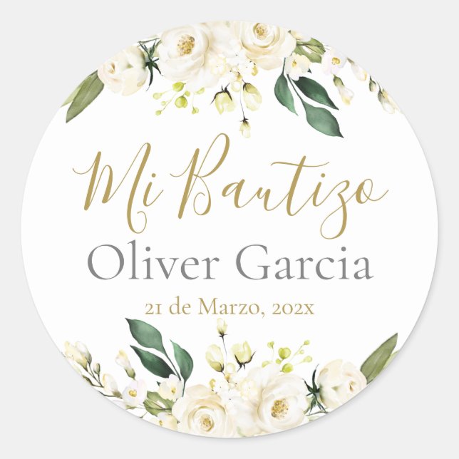 Mi Bautizo Klassischer Rundsticker Runder Aufkleber (Vorderseite)