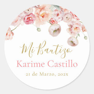 Mi Bautizo rose rose autocollant