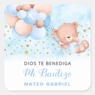 Mi Bautizo Spanischer Taufen Favors Square Sticker
