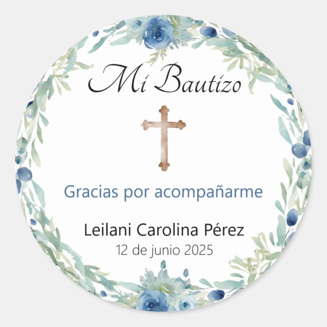 Mi Bautizo Stickers - Spanische Taufhafter (Vorderseite)
