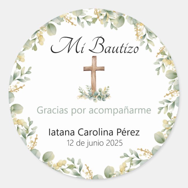 Mi Bautizo Stickers - Spanische Taufhafter (Vorderseite)