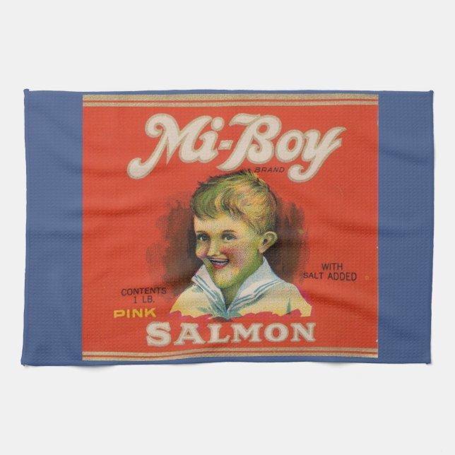 Mi-Boy Pink Lachs der 30er Jahre kann etikettieren Geschirrtuch (Horizontal)