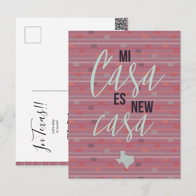 Mi Casa Es New Casa - Ankündigung über die Bewegun Postkarte (Vorne/Hinten)