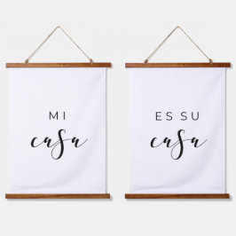 Mi casa es su casa elegant wandteppich mit holzrahmen