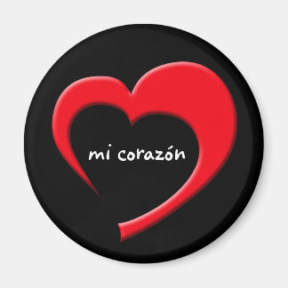 Mi Corazón II Magnet (rouge sur noir)