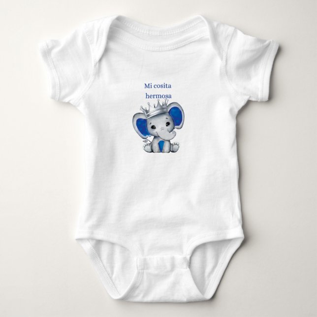 Mi cosita Hermosa, niño, de elefante azul, Baby Strampler (Vorderseite)