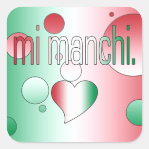 MI Manchi! Italien-Flagge färbt Pop-Kunst Quadratischer Aufkleber