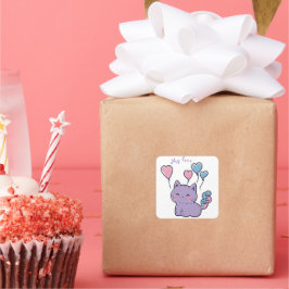 Mi-Mi kitten and hearts, personalisiert Quadratischer Aufkleber