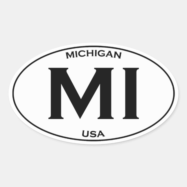 MI - Michigan USA Ovaler Aufkleber (Vorderseite)