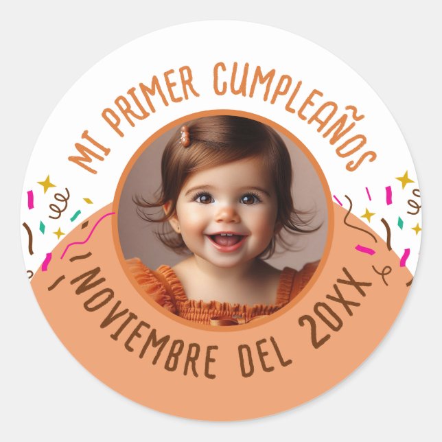 Mi Primer Cumple Foto Runder Aufkleber (Vorderseite)