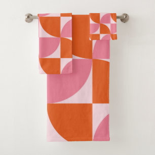 Mi-siècle Abstrait Orange et Motif rose