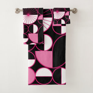Mi-siècle Cercles modernes Moitié rose noir
