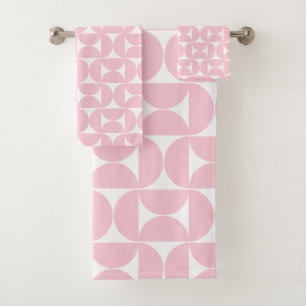 Mi-Siècle Moderne Bébé rose et blanc Motif