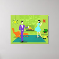 Mi-Siècle Moderne Couple Personnalisé Couple toile
