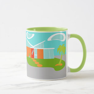 Mi-siècle moderne de la maison de dessin de Mug