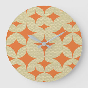 Mi-Siècle Moderne Orange Diamant Grande Horloge