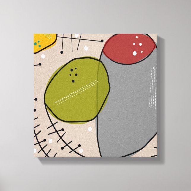 Mi-Siècle Moderne Toile Enveloppée Abstraite (Recto)