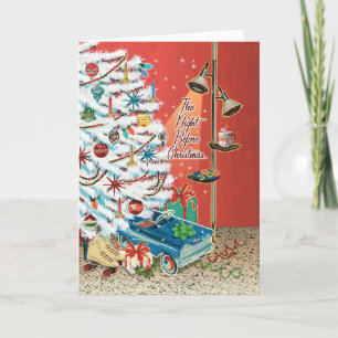 Mi-Siècle nuit avant la carte de Noël rétro