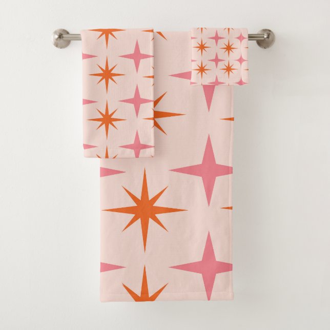 Mi-Siècle Rétro Starburs Motif rose orange (En situation)