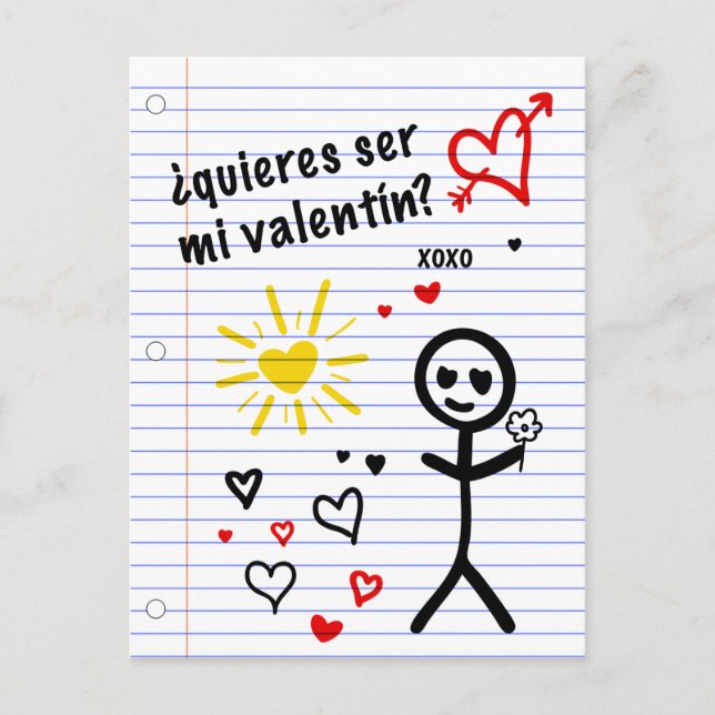 mi valentin bocetos de papel de cuaderno postkarte (Vorderseite)
