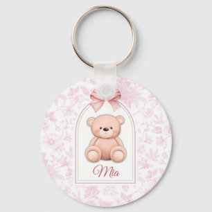 Mia   Benutzerdefiniertes rosa Teddy-Bär-Kinderzim Schlüsselanhänger