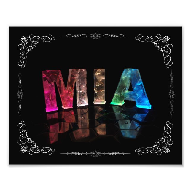 Mia - Der Name Mia in 3D-Leuchten (Foto) Fotodruck (Vorne)