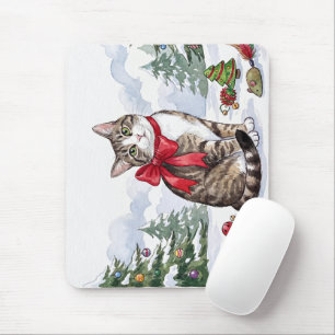 Mia die festliche Katze mit festlicher Dekoration Mousepad