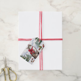 Mia die festliche Katze mit Weihnachtsdekoration Geschenkanhänger