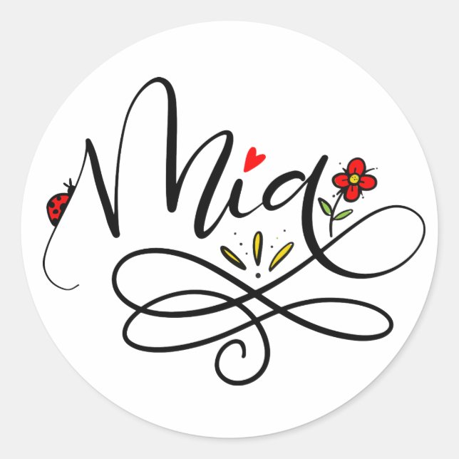 Mia, Étiquettes Lettrés À La Main (Devant)