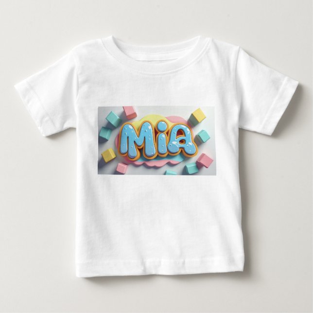 Mia geschrieben in Graffiti-Schriftart Baby T-shirt (Vorderseite)