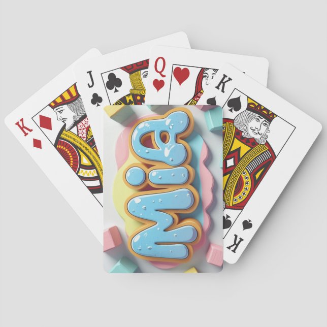 Mia geschrieben in Graffiti-Schriftart Spielkarten (Rückseite)
