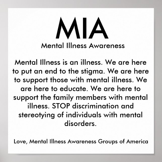 MIA, Mental Illness Awareness, Mental Illness i... Poster (Vorne)
