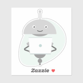 Mia On a Laptop Aufkleber