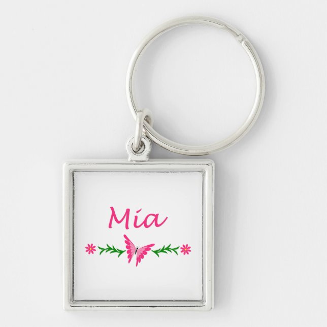 Mia (rosa Schmetterling) Schlüsselanhänger (Vorne)