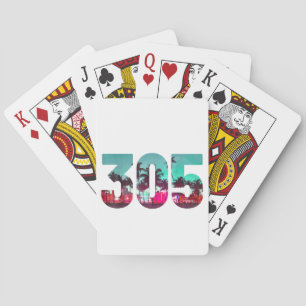 Miami 305 Area Code Florida Vintag Palmen Trees Pr Spielkarten