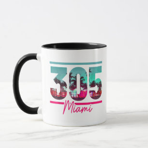 Miami 305 Area Code Florida Vintag Palmen Trees Pr Tasse