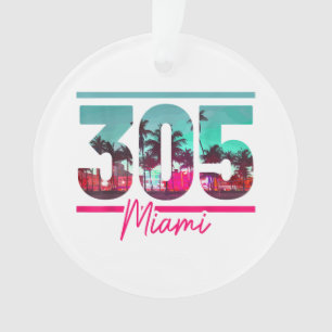 Miami 305 Zone Code Floride Palm Trees Vintage Pri