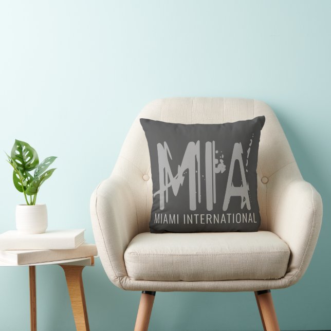 Miami Airport Grunge Typografie Dark Gray Kissen (Stuhl )