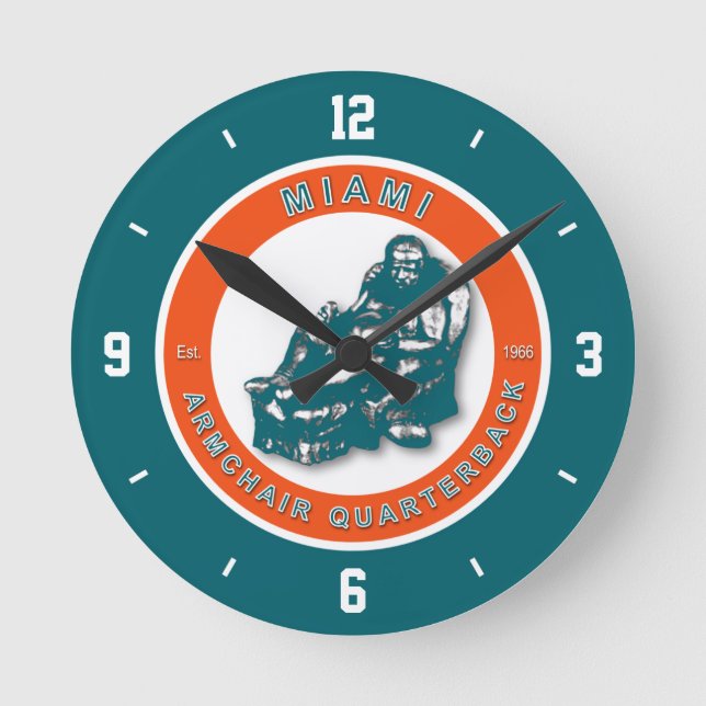 Miami Armchair Quarterback Football Wall Clock Runde Wanduhr (Vorderseite)