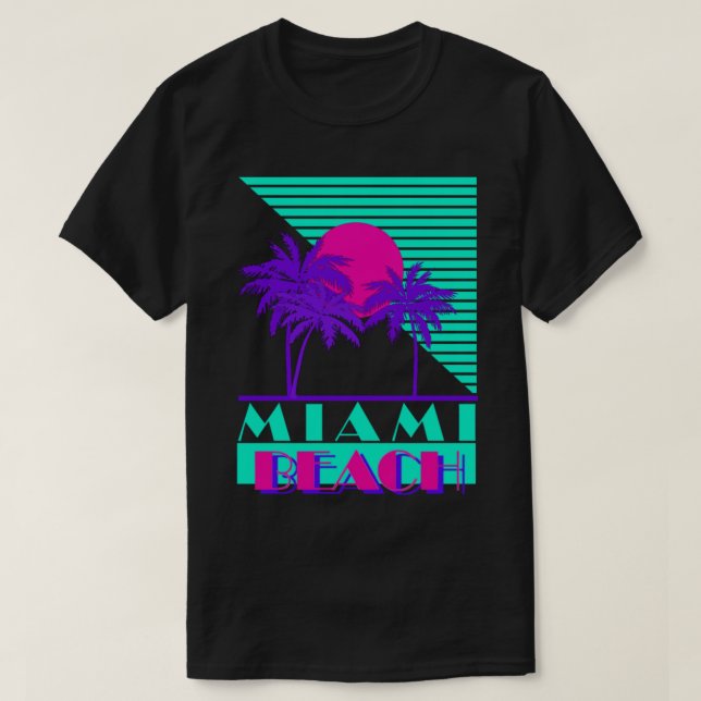 Miami Beach 80er Retro Logo Essential T - Shirt (Design vorne)