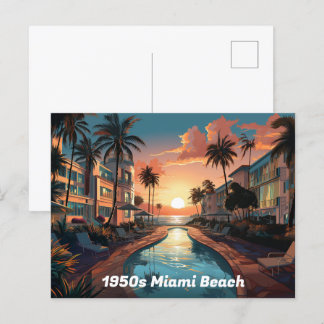 Miami Beach Art Deko Hotel in den 50er Jahren bei Feiertagspostkarte