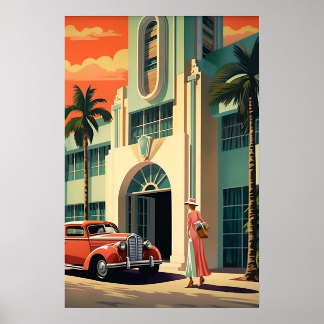 Miami Beach art Deko Hotel Vorderseite Airbrush Ar (Vorne)