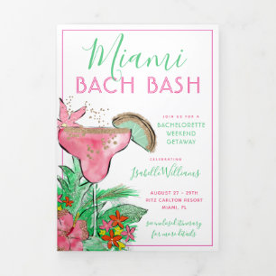 Miami Beach Bachelorette Itinerary Dreifach Gefaltete Einladung